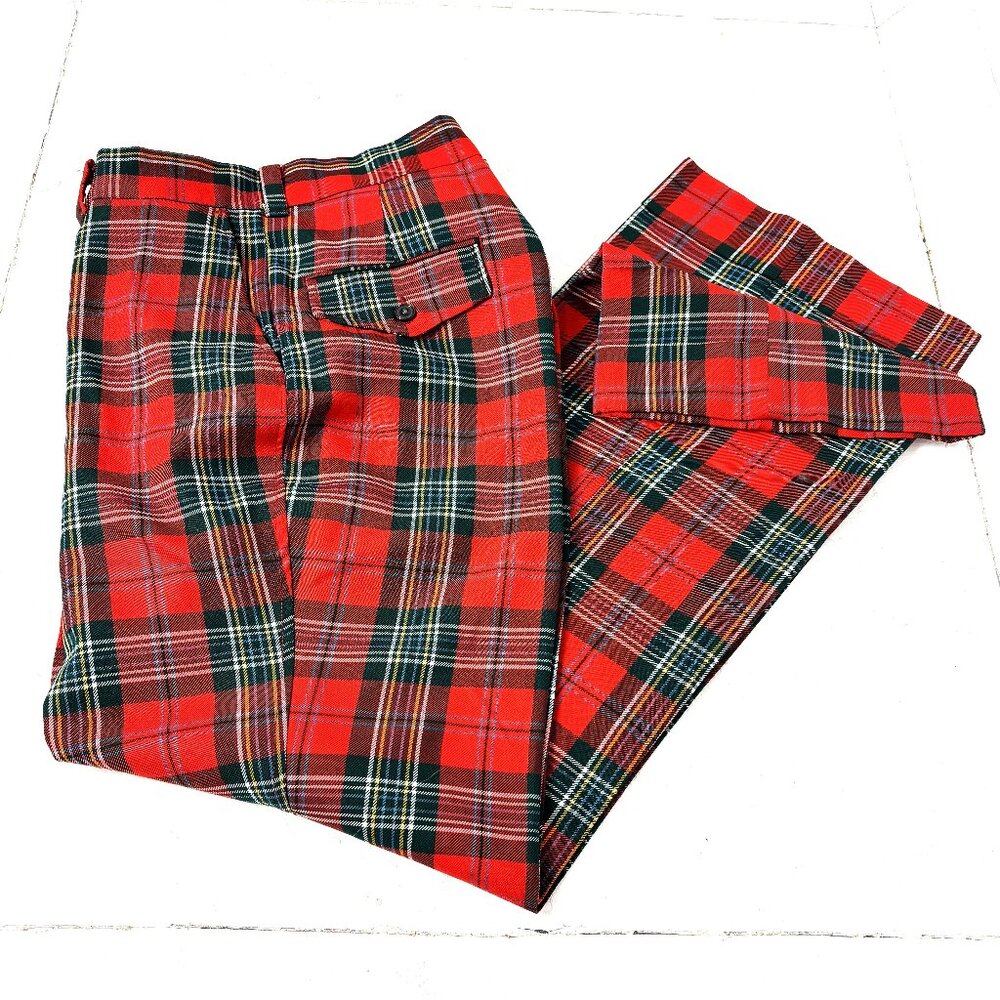VTG 70’s Levi’s Panatela Signature Red Green Plaid Pants Dress Slacks 38“ x 32”